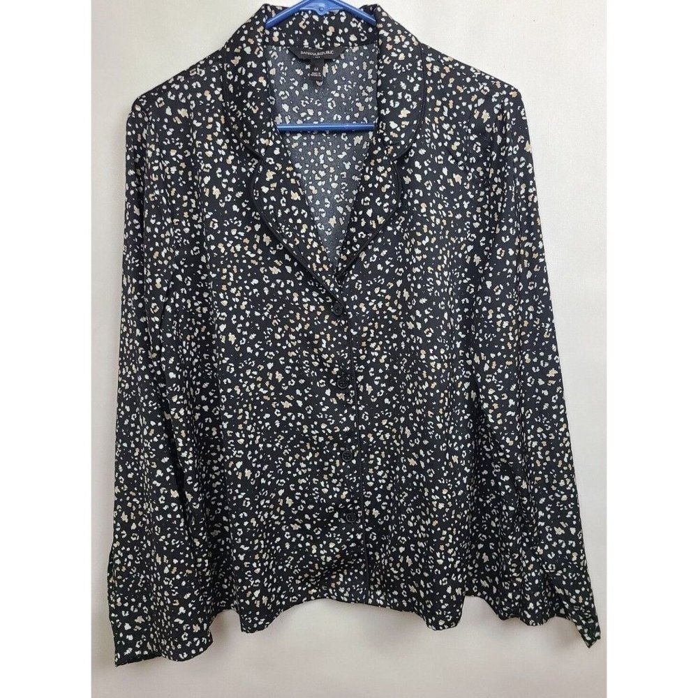 BANANA REPUBLIC FACTORY leopard print long sleeve button up pajama top